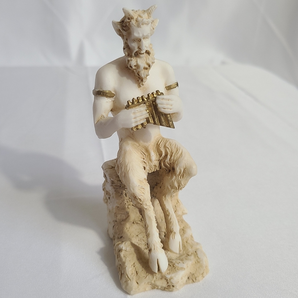 Vintage Cream and Gold Satyr Figurine